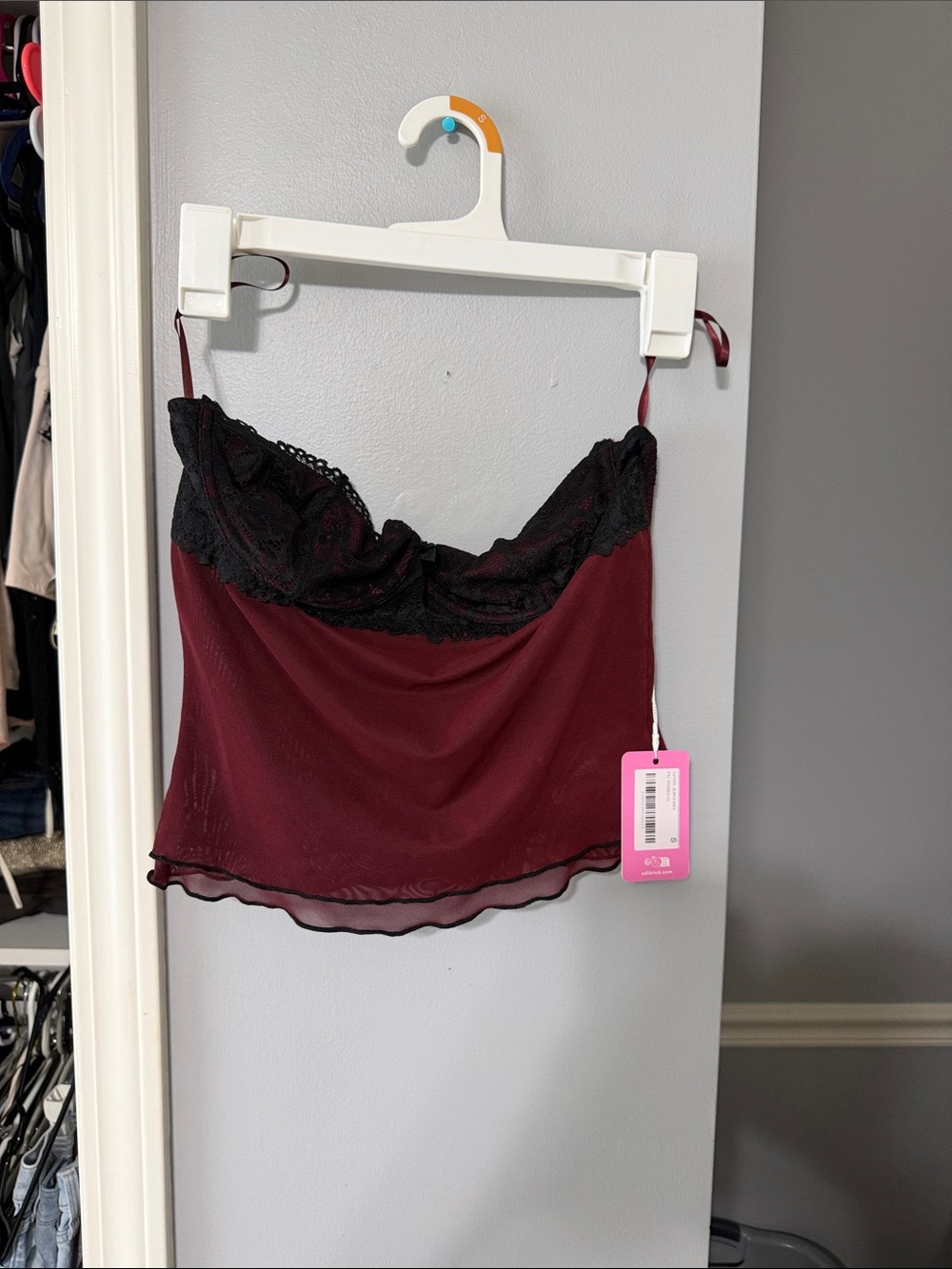 Women's Burgundy Lace Cami Top by